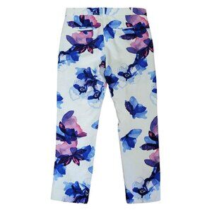 Banana Republic SZ 10 Ryan Fit Textured Painted Floral Slim Straight Pant EUC